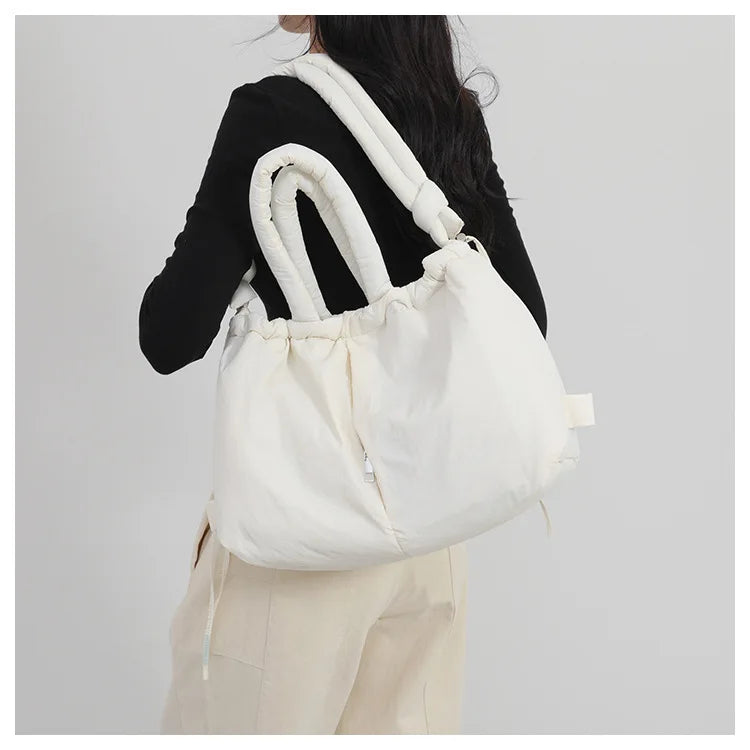 Fashion Large Capacity Puffer Tote Bag Designer Padded Women Handbag Nylon Knotted Strap Shoulder Crossbody Bag Big Shopper Bags