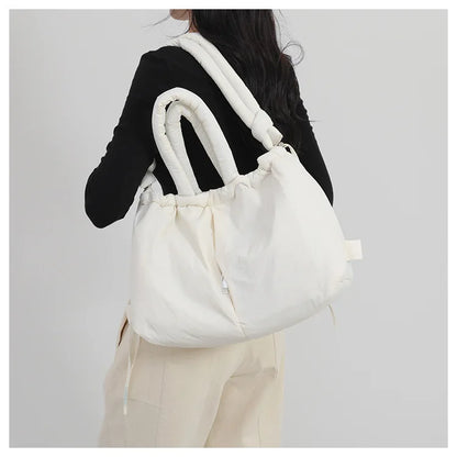 Fashion Large Capacity Puffer Tote Bag Designer Padded Women Handbag Nylon Knotted Strap Shoulder Crossbody Bag Big Shopper Bags