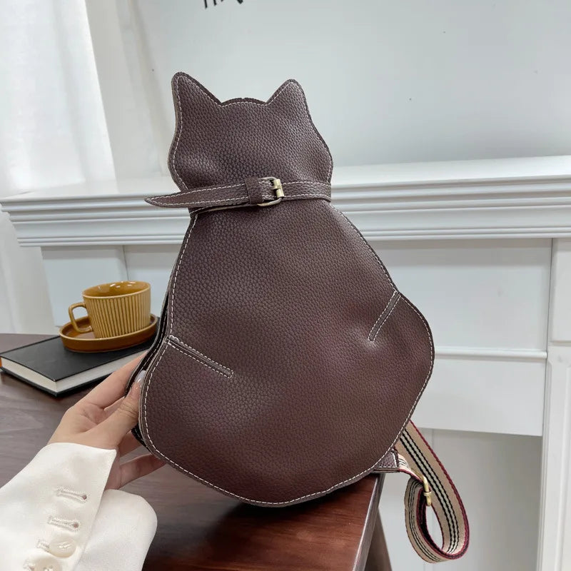 Bolso bandolera personalizado con diseño de gato, bonito bolso de un solo hombro, moderno bolso de pecho retro con textura de cuero suave, bolso de diseñador para mujer 2024