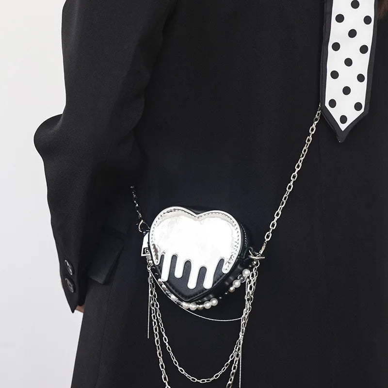 Fashion Pearl Chain Heart Shape Small Shoulder Bag Women's Fashion Mini Bag Cute Purse And Handbag