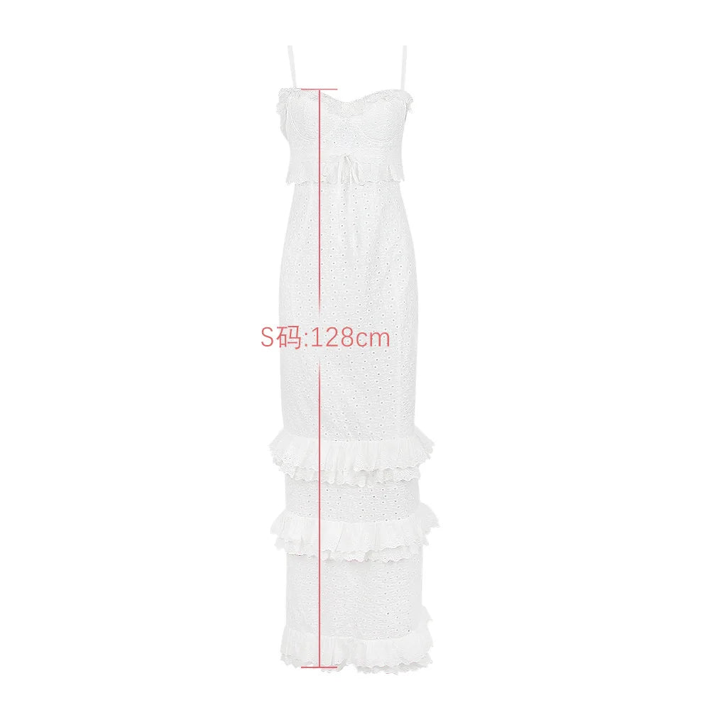 Suninheart Vestido de verano de alta calidad para invitadas de boda para mujer 2023 Vestido largo de fiesta de cumpleaños de noche de estilo francés blanco para ocasiones especiales