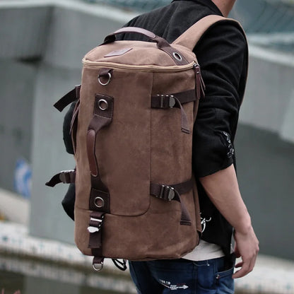 2024 Bolso de viaje grande de moda para hombre, mochila de montañismo, equipaje masculino, bolso de lona tipo cubo, bolsos de hombro tipo ejército para niños, mochilas para hombres