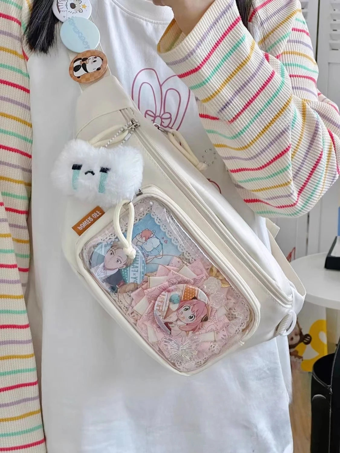 Sac de poitrine japonais Kawaii Y2K pour femmes, sac à bandoulière mignon Lolita pour filles, sacs à main et sacs à main transparents Itabag