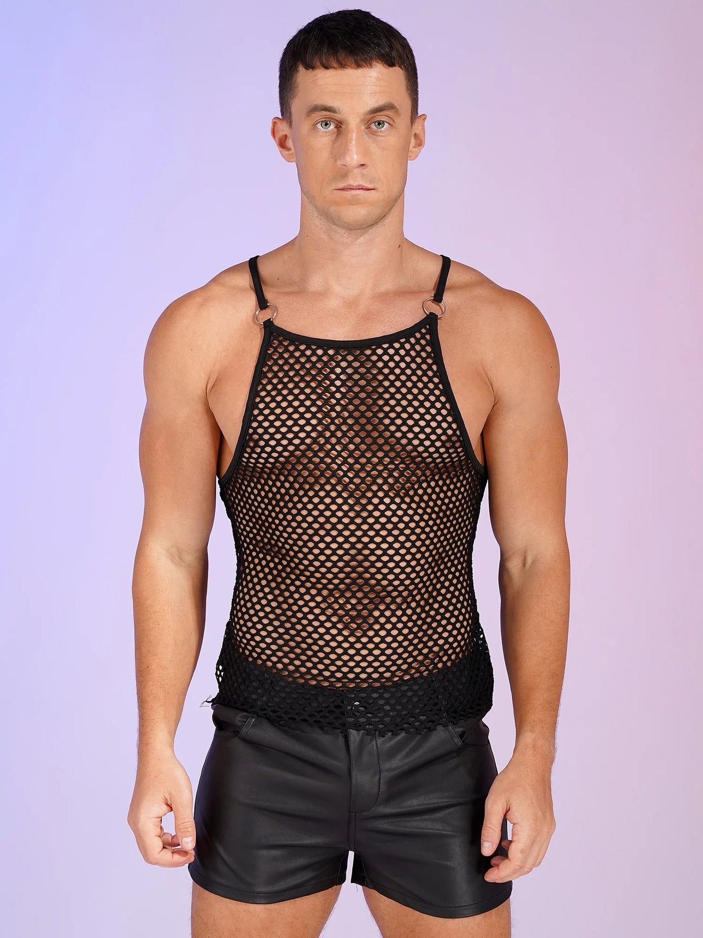 YiZYiF Sexy Mens Mesh Clubwear T Shirts Super Soft Mesh Undershirt See-Through Breathable Men T-Shirt Sexy Tops Dance Wear