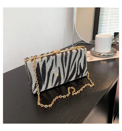 Diamond dinner bag handbag party wedding clip evening bag female chains box shoulder crossbody bag sequin Clutch