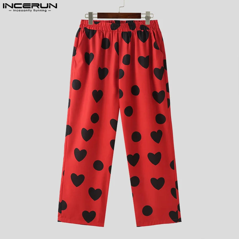 2024 Pantalones para hombre con estampado de cintura elástica, pantalones holgados para correr, pantalones casuales de moda para hombre, pantalones largos casuales para hombre S-5XL INCERUN