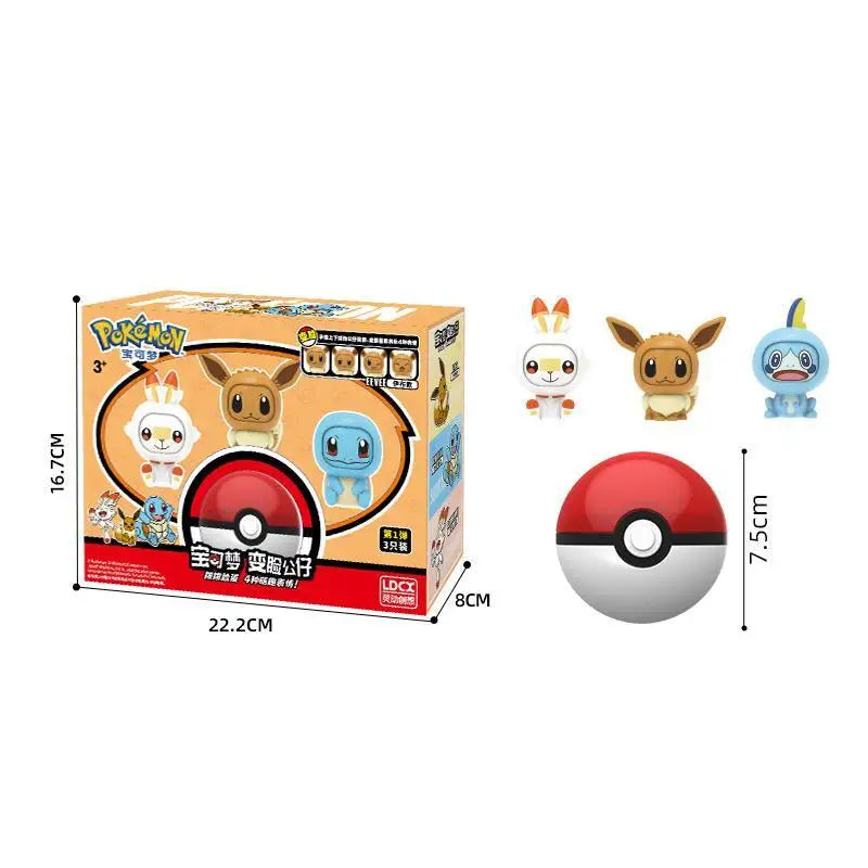 Ensemble de jouets Pokémon Pikachu Figurine d'action animée à visage changeant Kawaii Poupée Ball Pokeball Pocket Monster Jouets