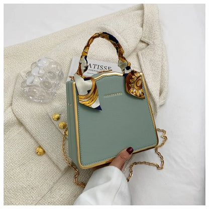 Silk scarf women's small square bag new fashion box bag brand retro chain handbag shoulder messenger bag