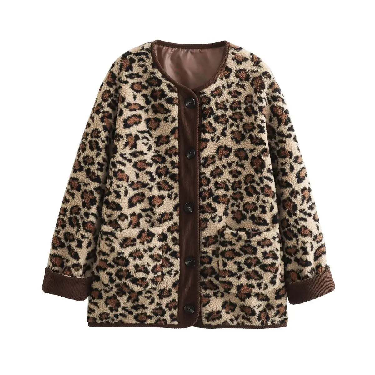 Chaqueta de leopardo de otoño Suninheart, abrigo para mujer, novedades de 2024, chaqueta de un solo pecho con cuello redondo, abrigo informal para mujer