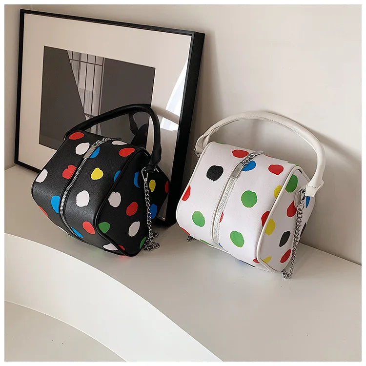 Bolso de hombro para mujer, divertido bolso con forma de dado, moderno bolso de mano con diseño de ondas en colores contrastantes, elegante bolso cruzado portátil para mujer, pequeño bolso cuadrado