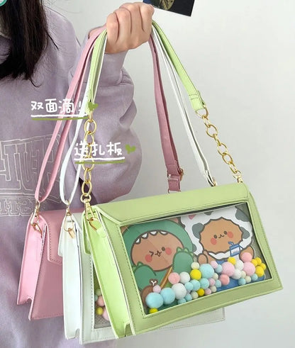 Bolso pequeño tipo Itabag para mujer, novedad de verano 2023, bolso japonés JK para niñas, minibolso de hombro transparente, bolsos cruzados de piel sintética, bolsos con cadena