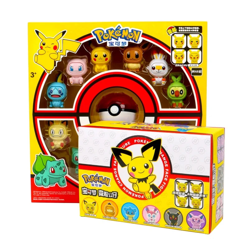 Figurine d'action Pokémon changeant de visage Kawaii 12 types de poupée Dragon Ball Pokeball Pocket Monster Pikachu ensemble de jouets pour enfants