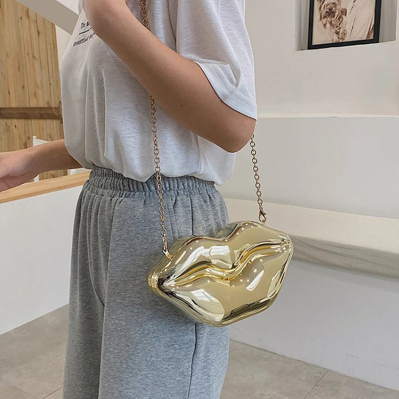 Bolso bandolera con forma de boca divertida para mujer, diseño creativo de labios, bolsos de hombro, linda caja pequeña de acrílico, bolsos femeninos 2024