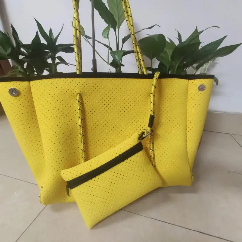 casual Neoprene large capacity tote bag solid color women shoulder bags waterproof lady handbags summer beach bag travel big2022