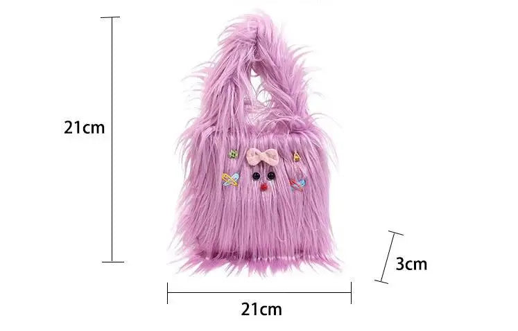 Sacs en peluche pour femmes Y2k Hot Girls Diy Sac seau en fausse fourrure Mode Femme Fourrure Sac à main Fourre-tout Sacs à main