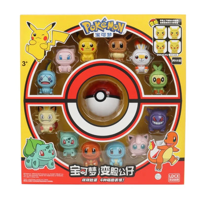 Figurine d'action Pokémon changeant de visage Kawaii 12 types de poupée Dragon Ball Pokeball Pocket Monster Pikachu ensemble de jouets pour enfants