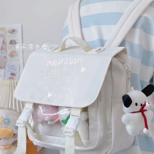 Mochila pequeña Kawaii Itabag para mujer, novedad de 2023, con bolsillo transparente para niñas, mochilas escolares para adolescentes, mochilas ita, mochilas JK