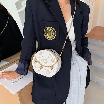 Fashion Starry Sky Round Bags Women Crossbody Bag Luxury Chain Circular Shoulder Bag Lady Small Embroidery Women's Handbag