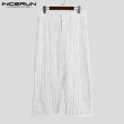 Sexy Casual Style New Men Fringed Trousers Fashionable Male Streetwear All-match Loose Comfortable Pantalons S-5XL INCERUN 2024