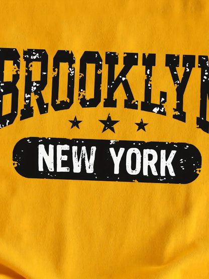 Camiseta con estampado de Brooklyn para mujer, top informal de manga corta con cuello redondo para primavera y verano, ropa para mujer, camisetas para mujer