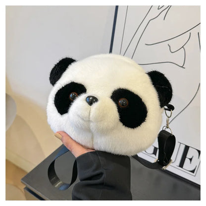 Cute Cartoon Panda Plush Shoulder Bag Kids Crossbody Bag Student Wallet Coin Purse Kids Phone Bag Best Birthday Gift