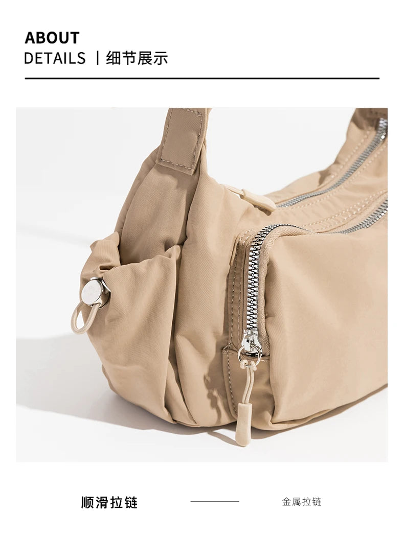 Sacs à bandoulière décontractés en nylon pour femmes, sac à bandoulière à poches multiples de créateur, sac simple sous les bras, Hobos, petits sacs à main pour téléphone 2-24