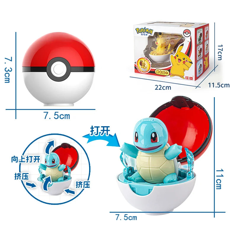 Genuine Pokemon Figures Pocket Monster Pet Elf Ball Box Deformation Toy Pikachu Anime Figure Model Kids Gift