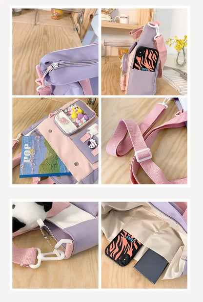 Japanese Kawaii Shoulder Bag For Women Multipockets Transparent Itabag Girls High School Student Handbags Crossbody Bag ita bag