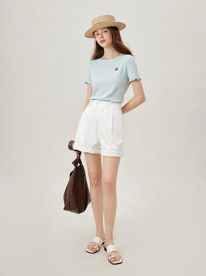 FSLE Summer Casual Versatile Women Shorts 2024 Summer New High Waist Slim Short Pants Classic Shorts For Female 24FS12277