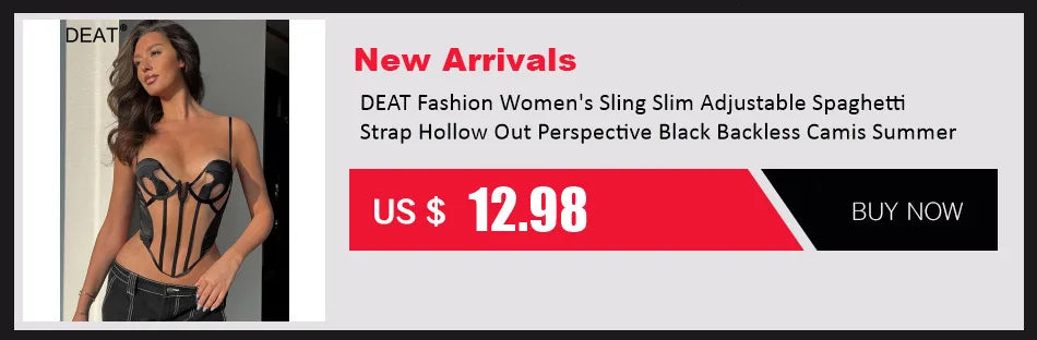 DEAT Fashion Women's Slim Sling Sleeveless Behind Lace-up Spliced Lace Contract Color Blue Short Camis Autumn 2024 New 7AB680