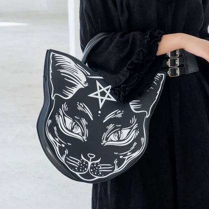 Petits sacs à main à imprimé chat noir pour femmes 2024 Tendance de la mode Designer Fourre-tout pour femmes Sacs à main et porte-monnaie en cuir souple pour filles