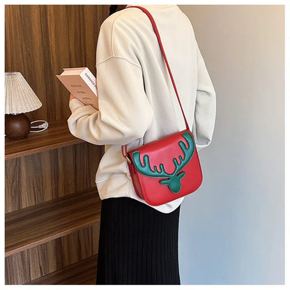 Bolsos de mujer, bolsos casuales con solapa, bolsos y carteras con estampado de ciervo, bolsos de hombro de moda, bolsos pequeños cuadrados tipo mensajero para niñas