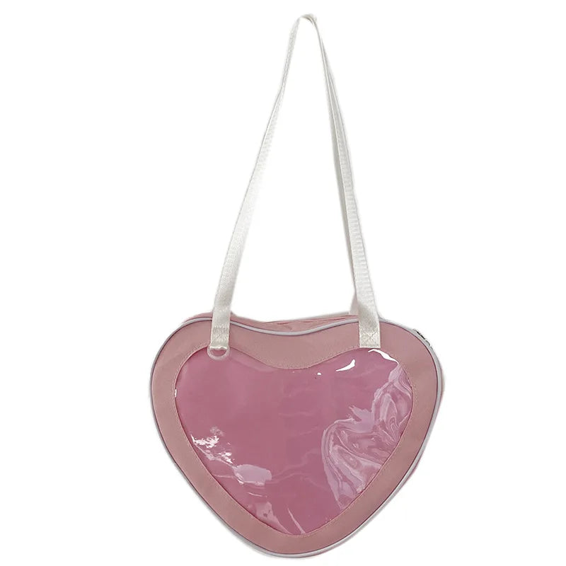 Bolso bandolera transparente con diseño de corazón de amor para mujer, novedad de 2024, carteras y bolsos para niñas, bolso Ita para niñas, bolso de uniforme JK