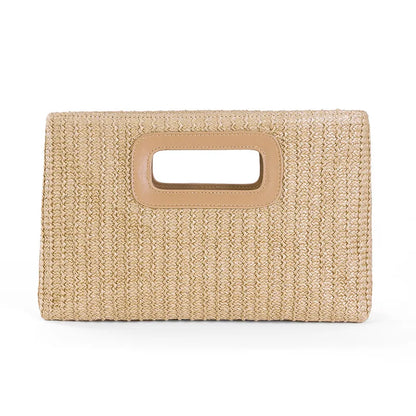 Bolsos de mano de paja de moda para mujer, bolsos de hombro tipo bandolera con cadenas, bolsos de playa de verano de tejido informal, bolsos de mano para vacaciones y fiestas 2024