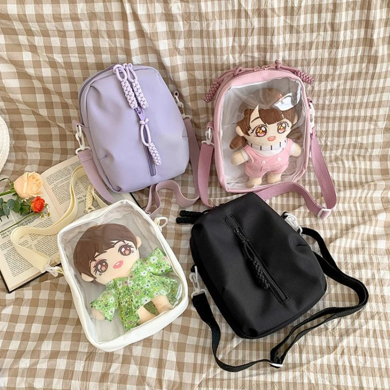 Bolsos transparentes tipo itabag japoneses kawaii para muñecas de 20 cm, bonitos bolsos cruzados para niñas de la escuela, bolsos de hombro y carteras JK