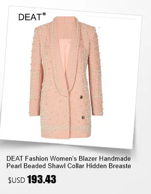 DEAT Fashion Blazer pour femme avec boucle en métal crantée et décoration à la taille, rétraction ample à simple boutonnage, nouvelle tendance automne 2024 7AB1058