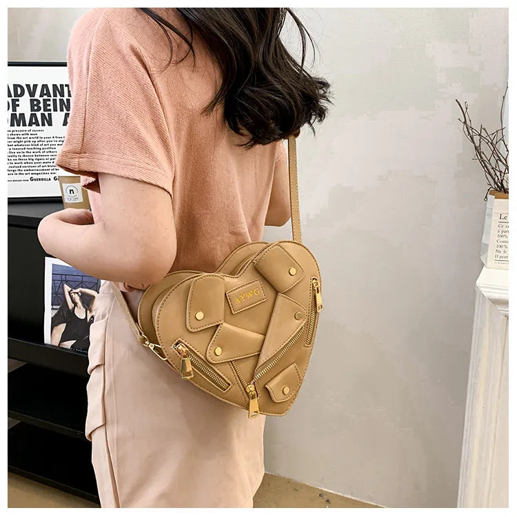 Motorcycle Style Clothes Shape Crossbody Bag Spice Girl Style Shoulder Bag Women Heart Shape Handbag Love Messenger Bag