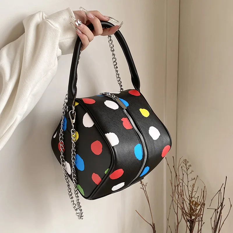 Bolso de hombro para mujer, divertido bolso con forma de dado, moderno bolso de mano con diseño de ondas en colores contrastantes, elegante bolso cruzado portátil para mujer, pequeño bolso cuadrado