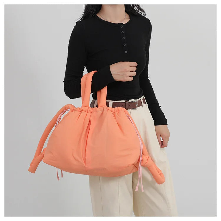 Fashion Large Capacity Puffer Tote Bag Designer Padded Women Handbag Nylon Knotted Strap Shoulder Crossbody Bag Big Shopper Bags