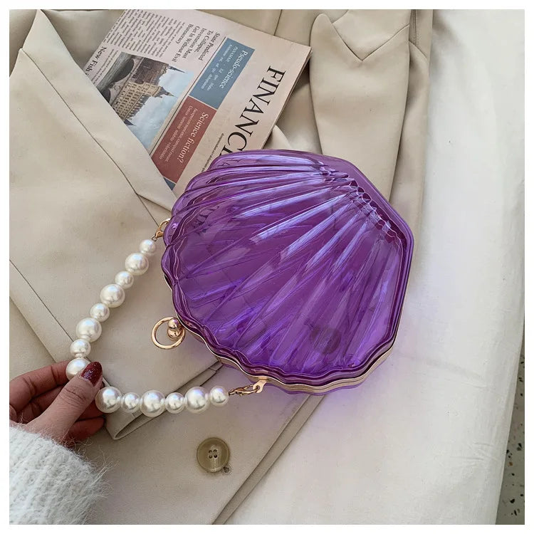 Sac à bandoulière en acrylique transparent pour femme, sac à main avec perles et chaînes, couleur bonbon, petits sacs à main