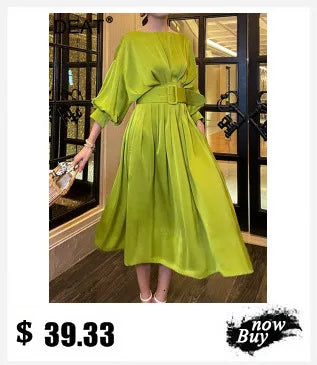 DEAT 2024 Summer Women's Dress New Fashion Round Neck Loose Gauze Spliced Ruffles Sleeve Ankle-length Dresses Female JR77101