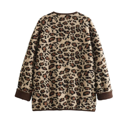 Chaqueta de leopardo de otoño Suninheart, abrigo para mujer, novedades de 2024, chaqueta de un solo pecho con cuello redondo, abrigo informal para mujer