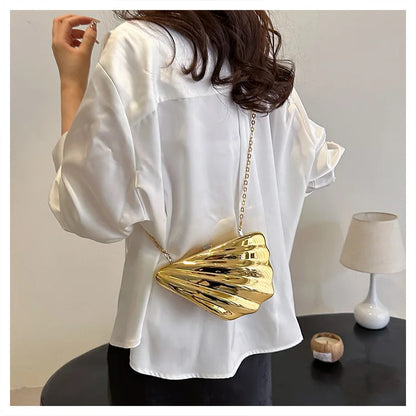 Bolso de acrílico 2024, bolso de hombro con cara brillante a la moda, bolso cruzado para mujer, bolso pequeño con cadena y concha