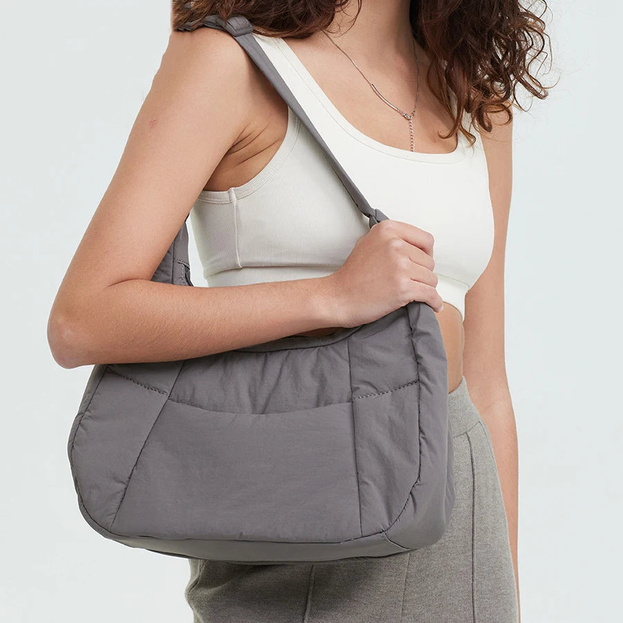 Sac à bandoulière décontracté en nylon demi-lune pour femmes, sacs à bandoulière matelassés et rembourrés, sac à bandoulière Hobos, sac à main simple pour femmes 2024