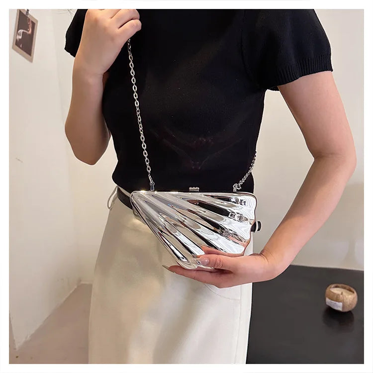 Bolso de acrílico 2024, bolso de hombro con cara brillante a la moda, bolso cruzado para mujer, bolso pequeño con cadena y concha