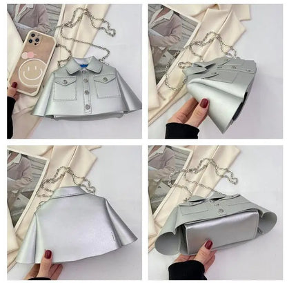 Bolso de mujer 2023, bolso de hombro con forma de ropa creativa, bolso cruzado con cadena pequeña para mujer, lindo bolso de mano