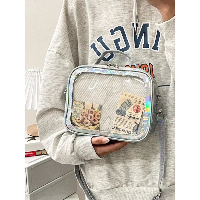 Petit sac Itabag japonais Kawaii pour femmes, sac à bandoulière réfléchissant au laser, sac à bandoulière pour écolières, sac transparent, sac Ita JK