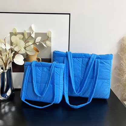 Bolsos de hombro acolchados de nailon informales para mujer, bolsos de mano para mujer, bolsos de mano sencillos y livianos, bolsos de compras de gran capacidad