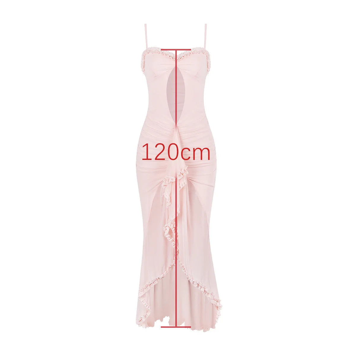 Suninheart Summer Dresses for Women 2024 Spaghetti Strap Pink Mesh Bodycon Party Dresses Midi Elegant Mermaid Dress