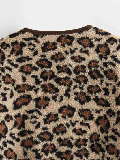 Chaqueta de leopardo de otoño Suninheart, abrigo para mujer, novedades de 2024, chaqueta de un solo pecho con cuello redondo, abrigo informal para mujer